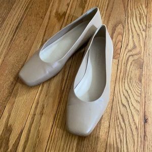 Tan Everlane Square Toe Flat